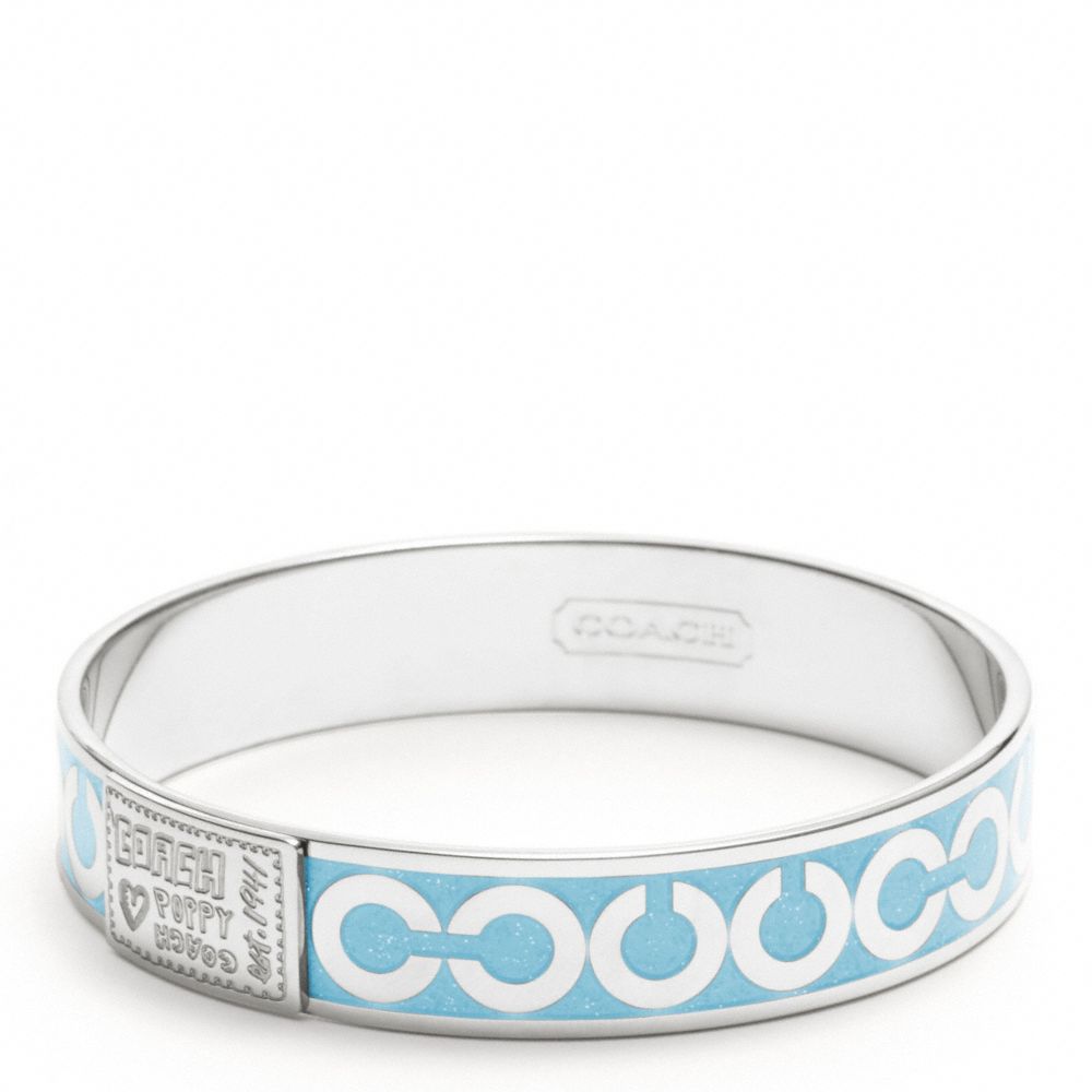 COACH HALF INCH OP ART GLITTER BANGLE - SILVER/LIGHT BLUE - f95407