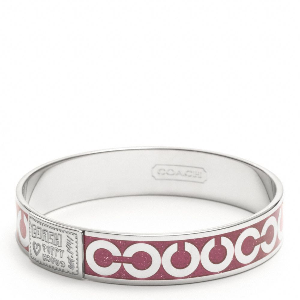 COACH F95407 HALF INCH OP ART GLITTER BANGLE SILVER/PURPLE