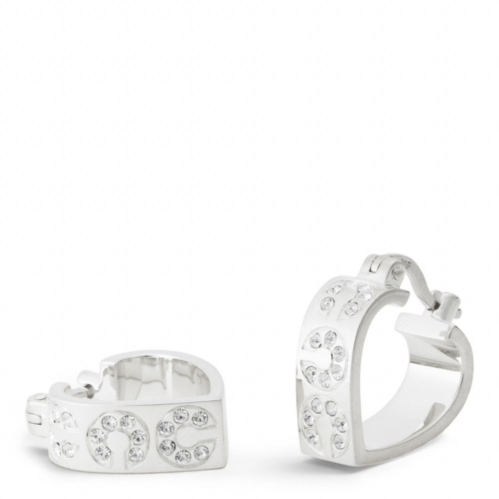 COACH STERLING PAVE OP ART HUGGIE EARRINGS -  - f95665