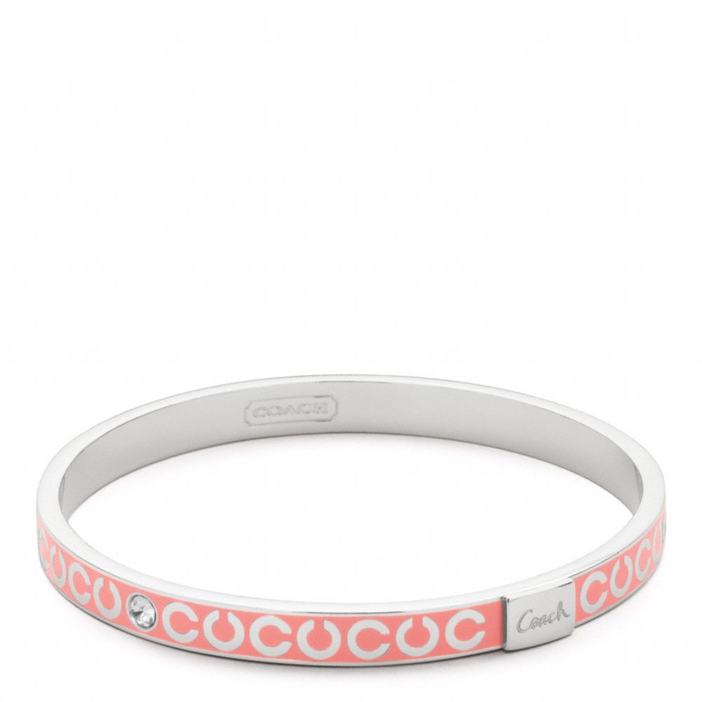 COACH F95692 Thin Op Art Rhinestone Bangle SILVER/CORAL