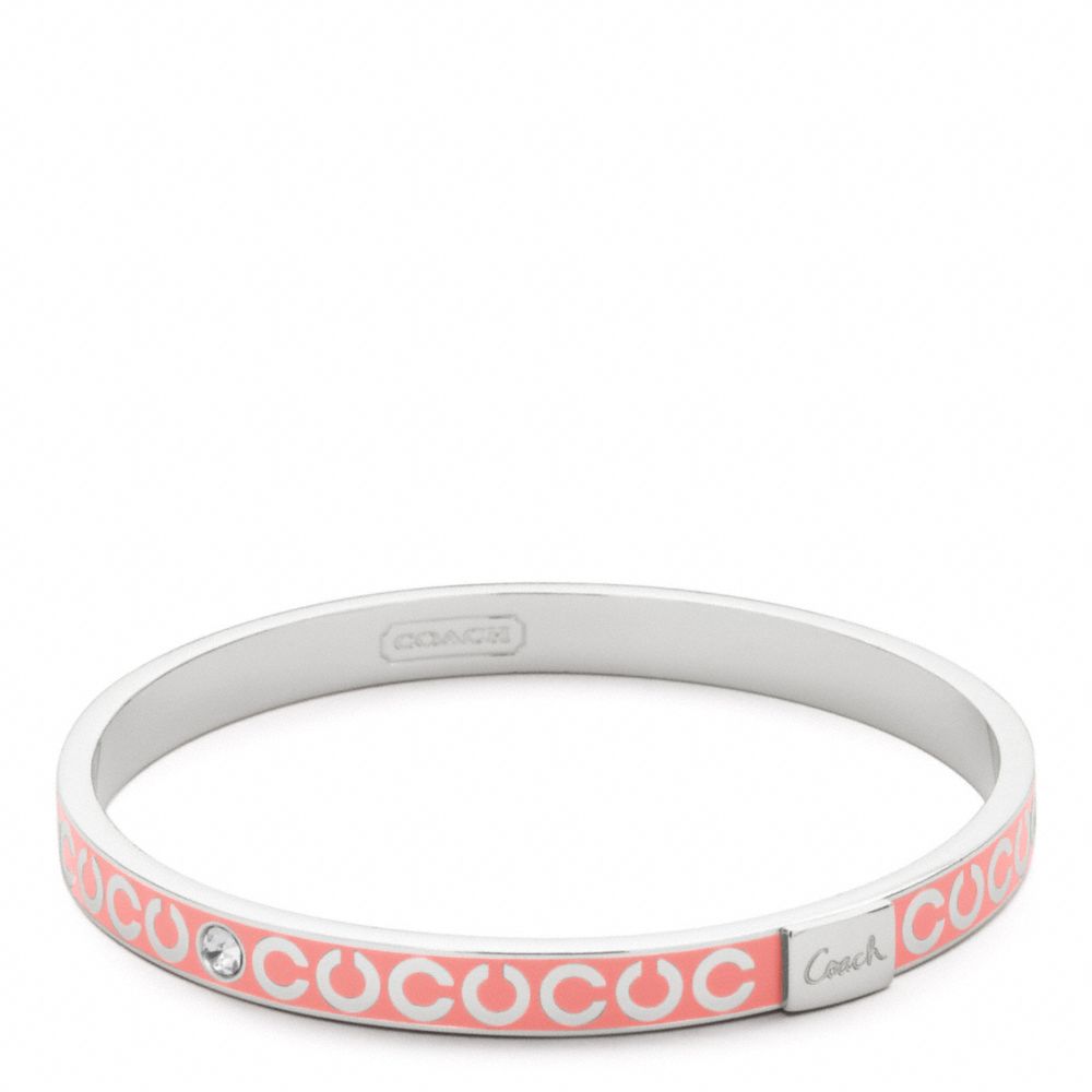 THIN OP ART RHINESTONE BANGLE - f95692 - SILVER/CORAL