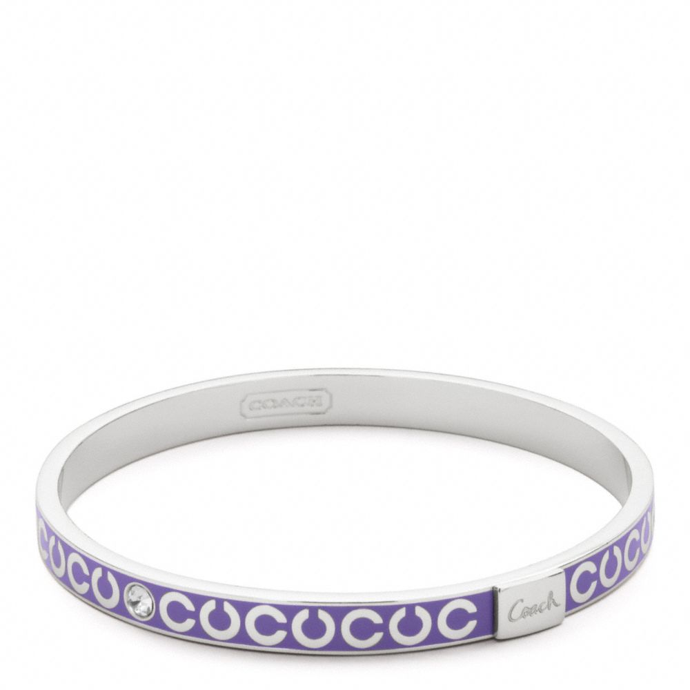 COACH f95692 THIN OP ART RHINESTONE BANGLE SILVER/VIOLET