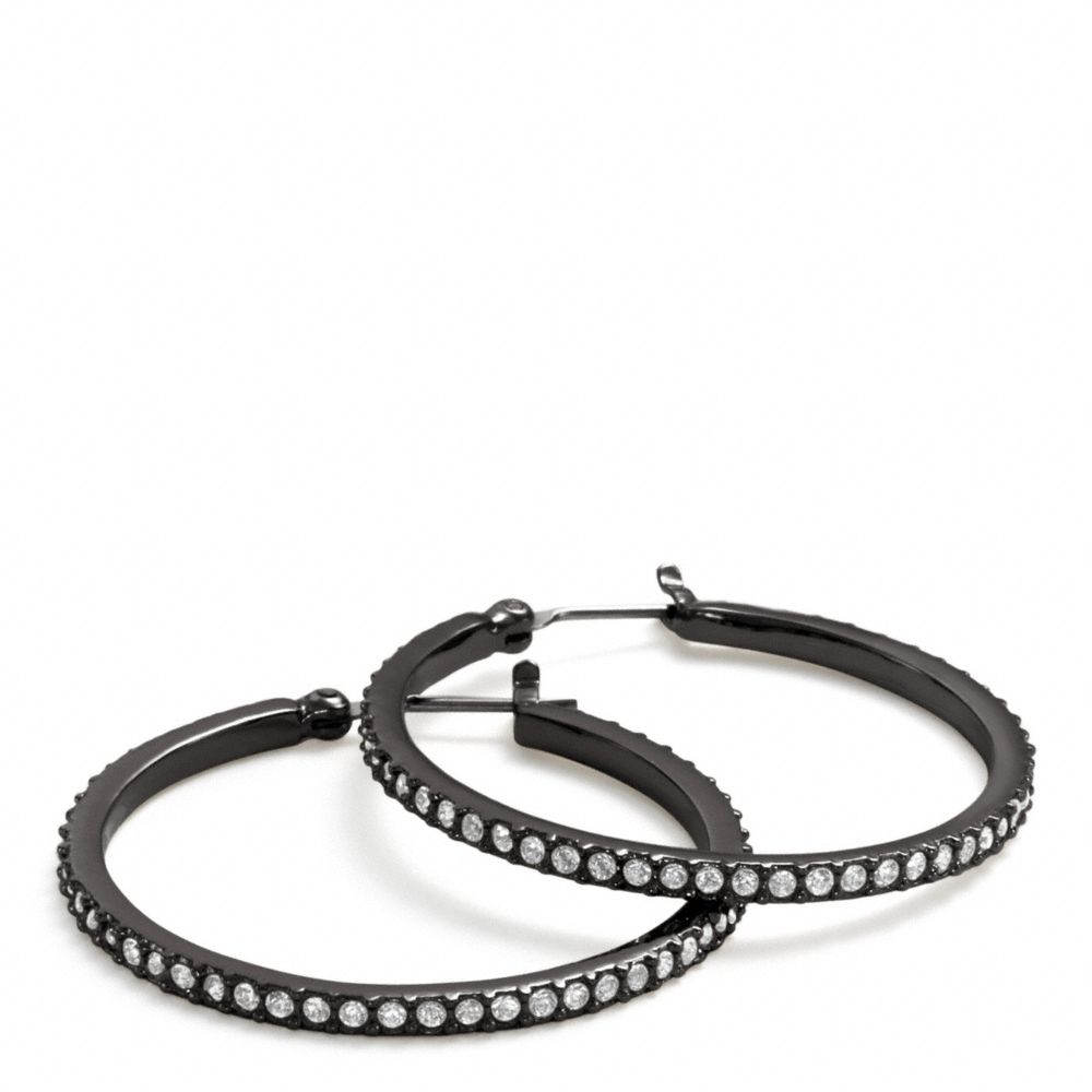 COACH f95791 PAVE HOOP EARRINGS BLACK/CLEAR