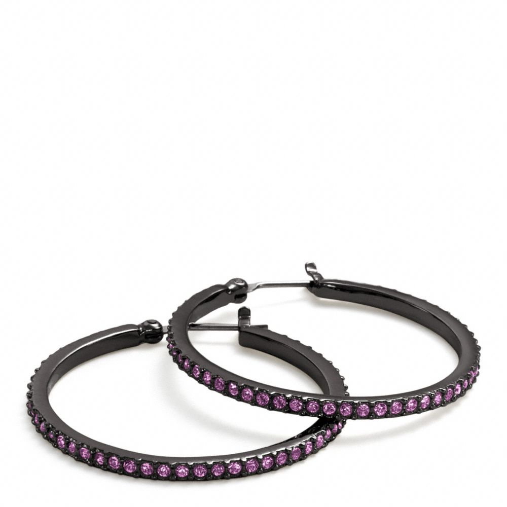 COACH f95791 PAVE HOOP EARRINGS BKAME