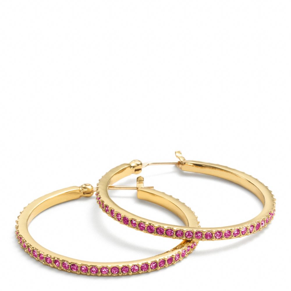 COACH F95791 - PAVE HOOP EARRINGS GOLD/MAGENTA