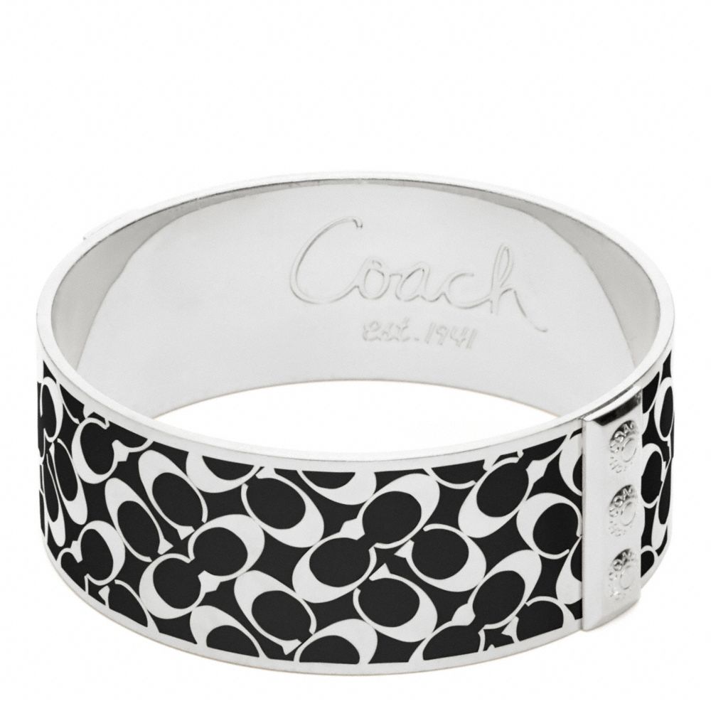 COACH F95812 One Inch Bias Signature Bangle SILVER/BLACK