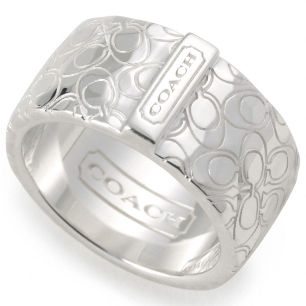 COACH STERLING SIGNATURE HAMMERED BAND RING - ONE COLOR - F95837