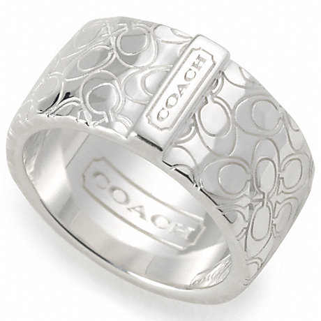 COACH STERLING SIGNATURE HAMMERED BAND RING -  - f95837
