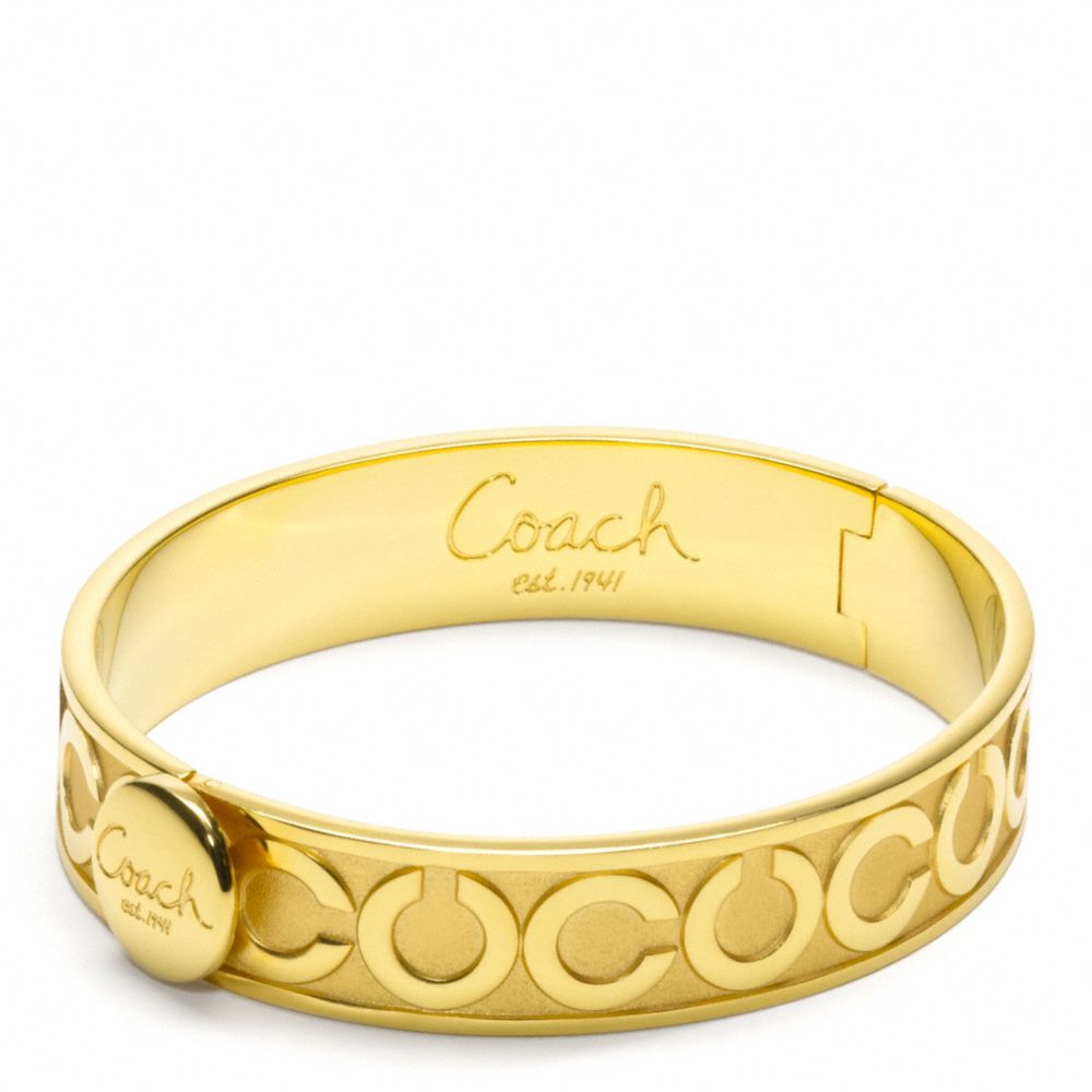 COACH HALF INCH OP ART HINGED BANGLE - GOLD/GOLD - f95856