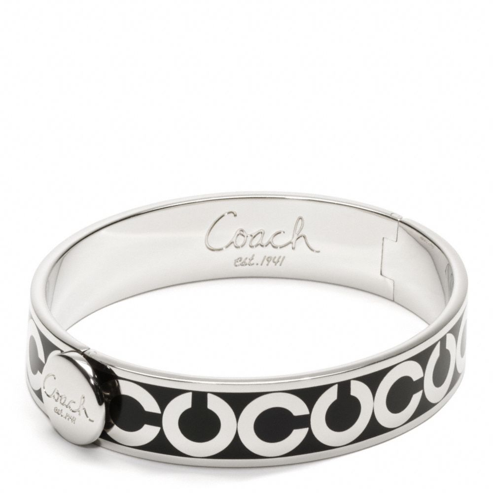 HALF INCH OP ART HINGED BANGLE - SILVER/BLACK - COACH F95856