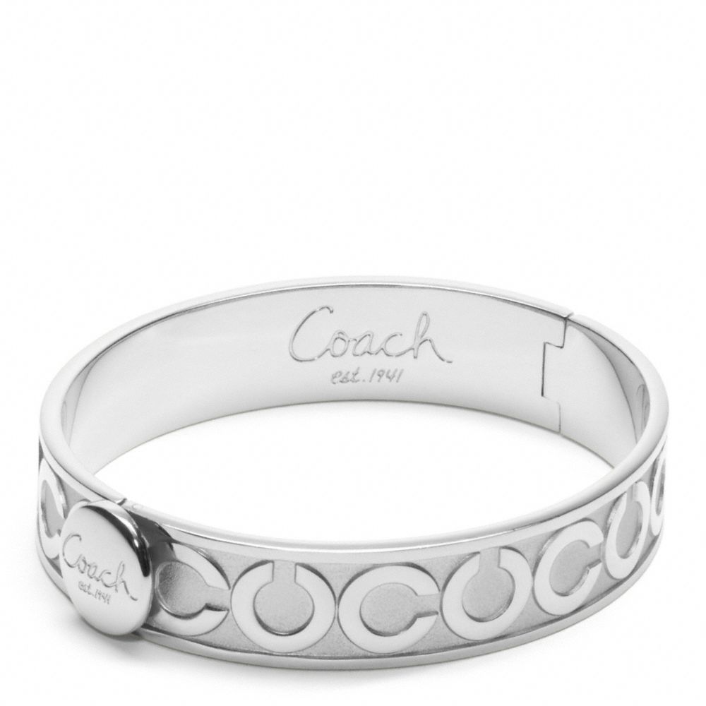 COACH HALF INCH OP ART HINGED BANGLE - SILVER/SILVER - F95856