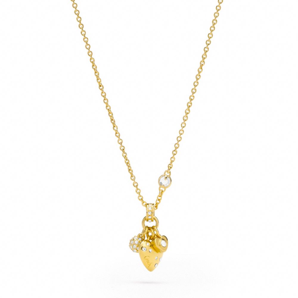 COACH f95934 PAVE TRIPLE HEART NECKLACE 