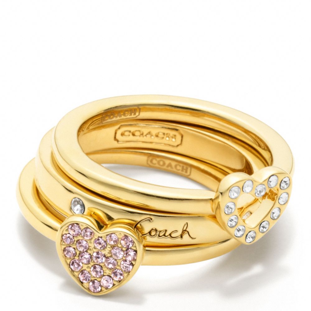 COACH f95971 PAVE HEART RING SET 