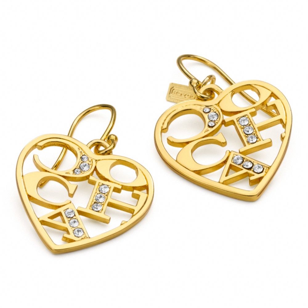 COACH F96010 - COACH PAVE HEART EARRINGS ONE-COLOR