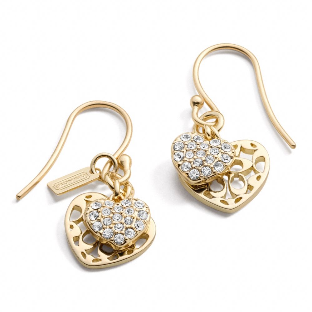 COACH DOUBLE HEART DANGLE EARRINGS -  - f96050