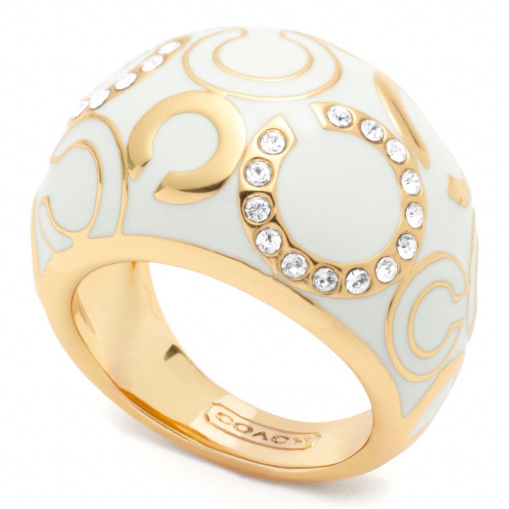 SCATTERED OP ART PAVE DOMED RING - f96058 - F96058GDWT