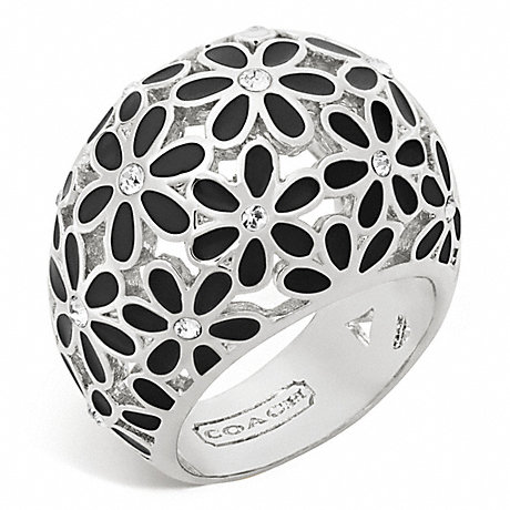 COACH F96060 FLOWER DOMED RING SILVER/BLACK
