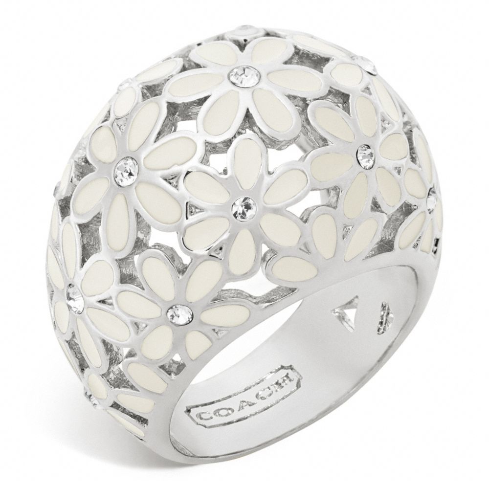 FLOWER DOMED RING - SILVER/WHITE - COACH F96060