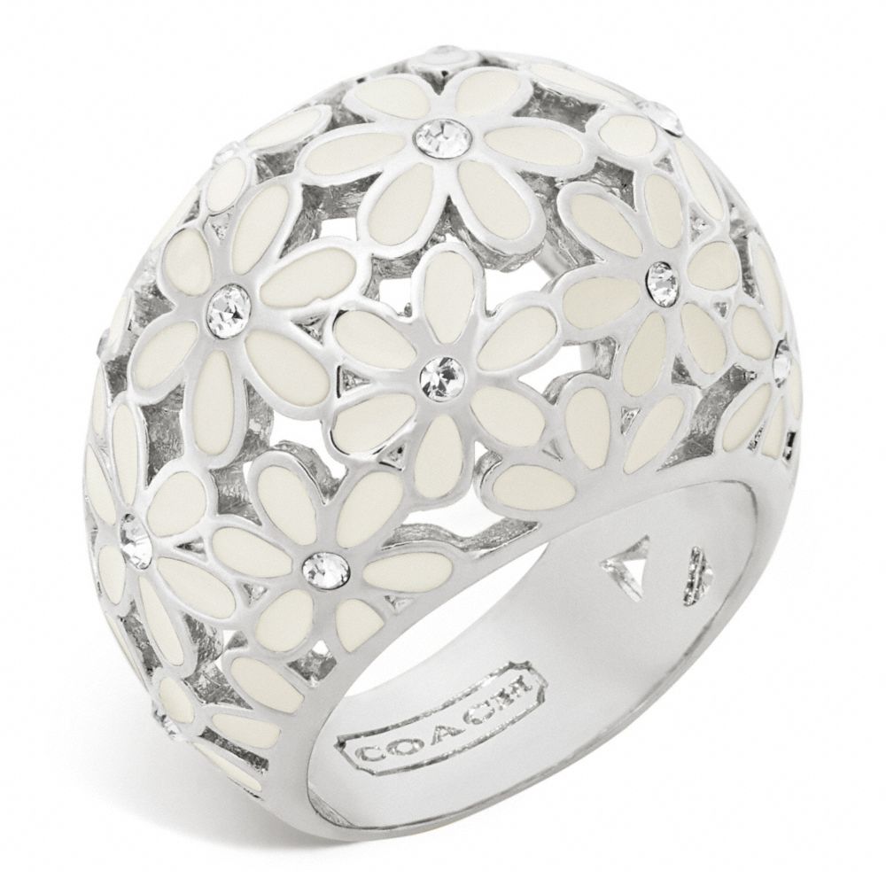 COACH f96060 FLOWER DOMED RING SILVER/WHITE