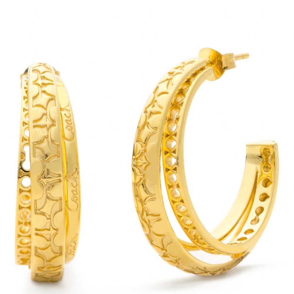 COACH f96068 MULTI SIGNATURE HOOP EARRINGS 