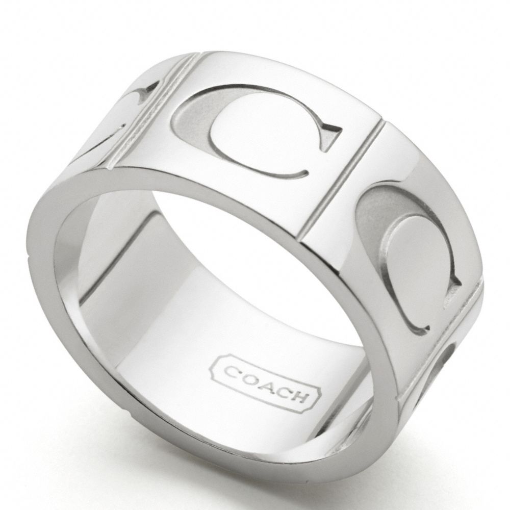 COACH SIGNATURE C BAND RING - SILVER/SILVER - f96071