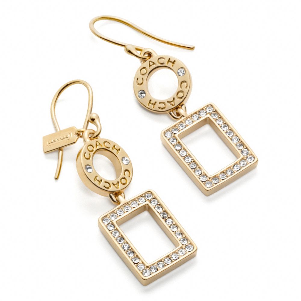 COACH F96099 Pave Square Drop Earrings 