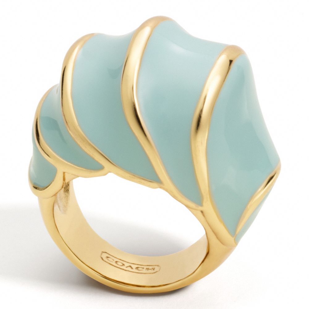 COACH ENAMEL SHELL DOMED RING - GOLD/SEAFOAM - F96122