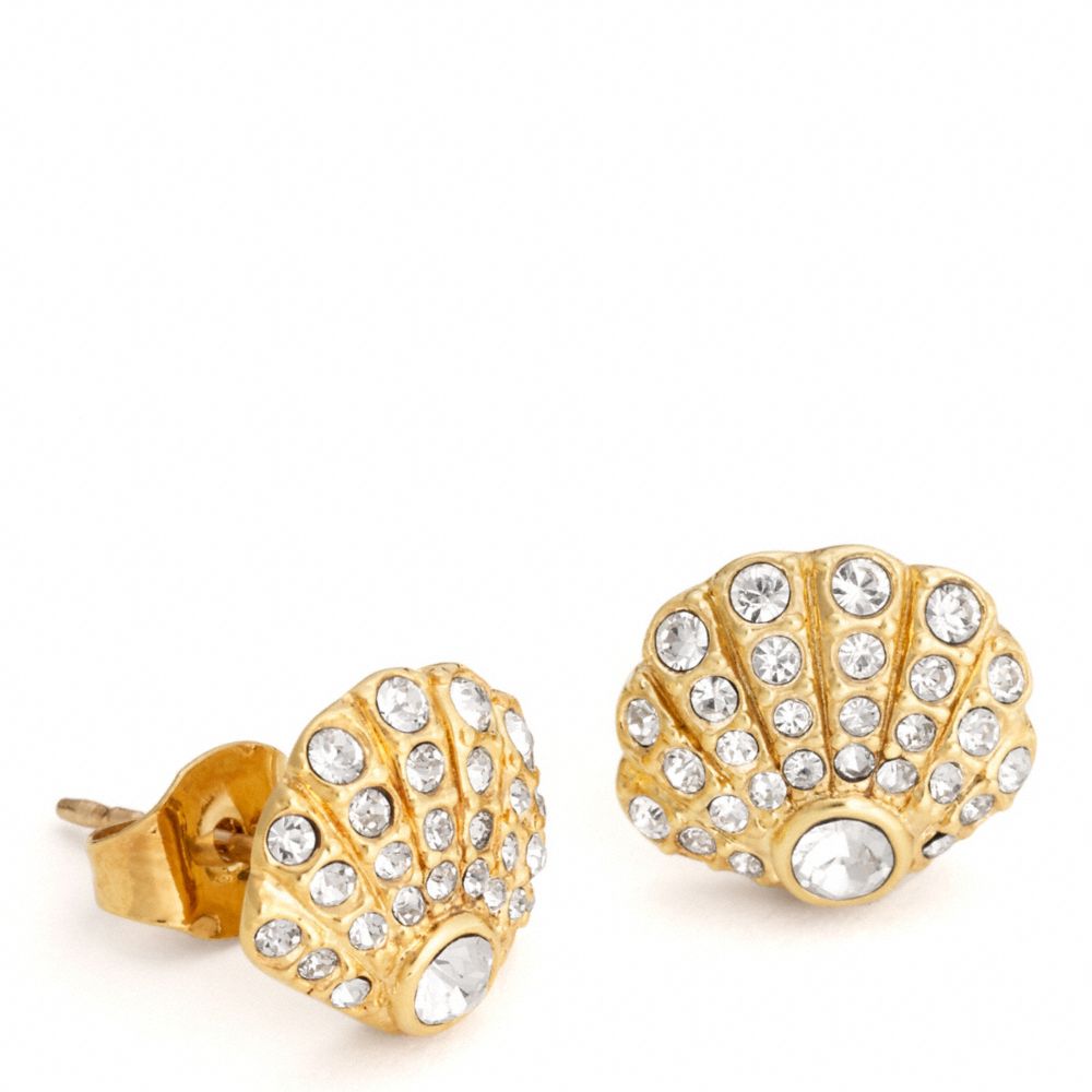 PAVE SHELL STUD EARRINGS - f96130 - F96130GDGD