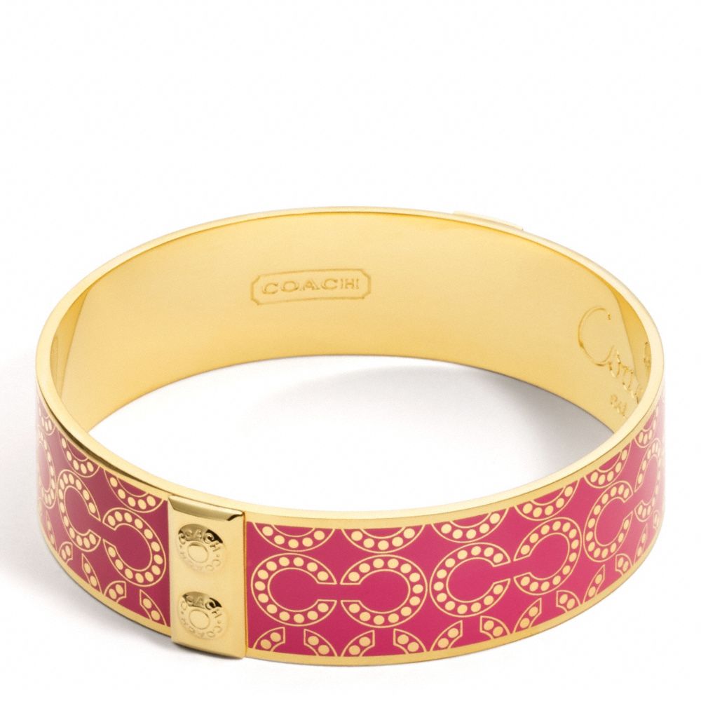 COACH F96138 THREE QUARTER INCH OP ART BANGLE GOLD/FUCHSIA