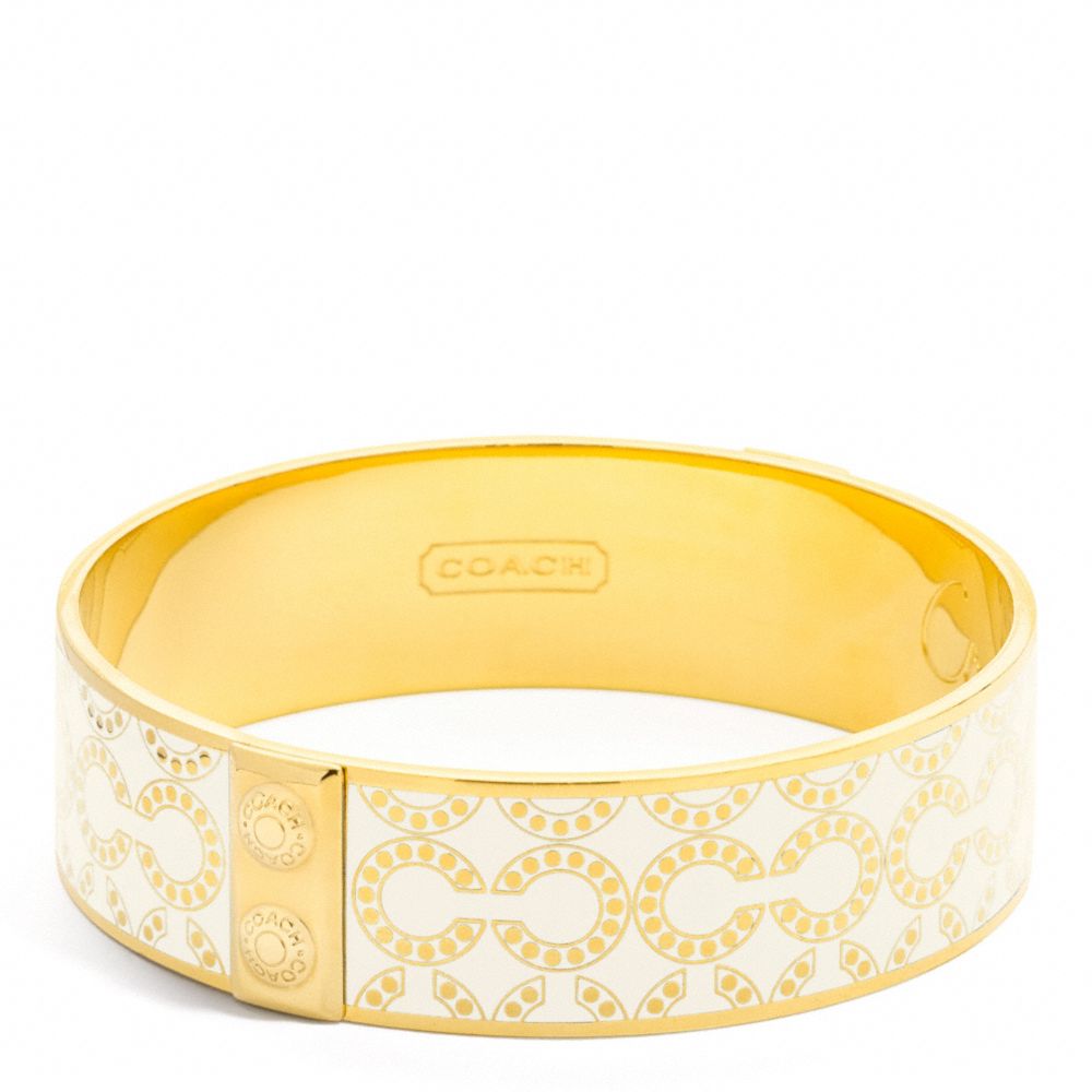 THREE QUARTER INCH OP ART BANGLE - f96138 - GOLD/WHITE