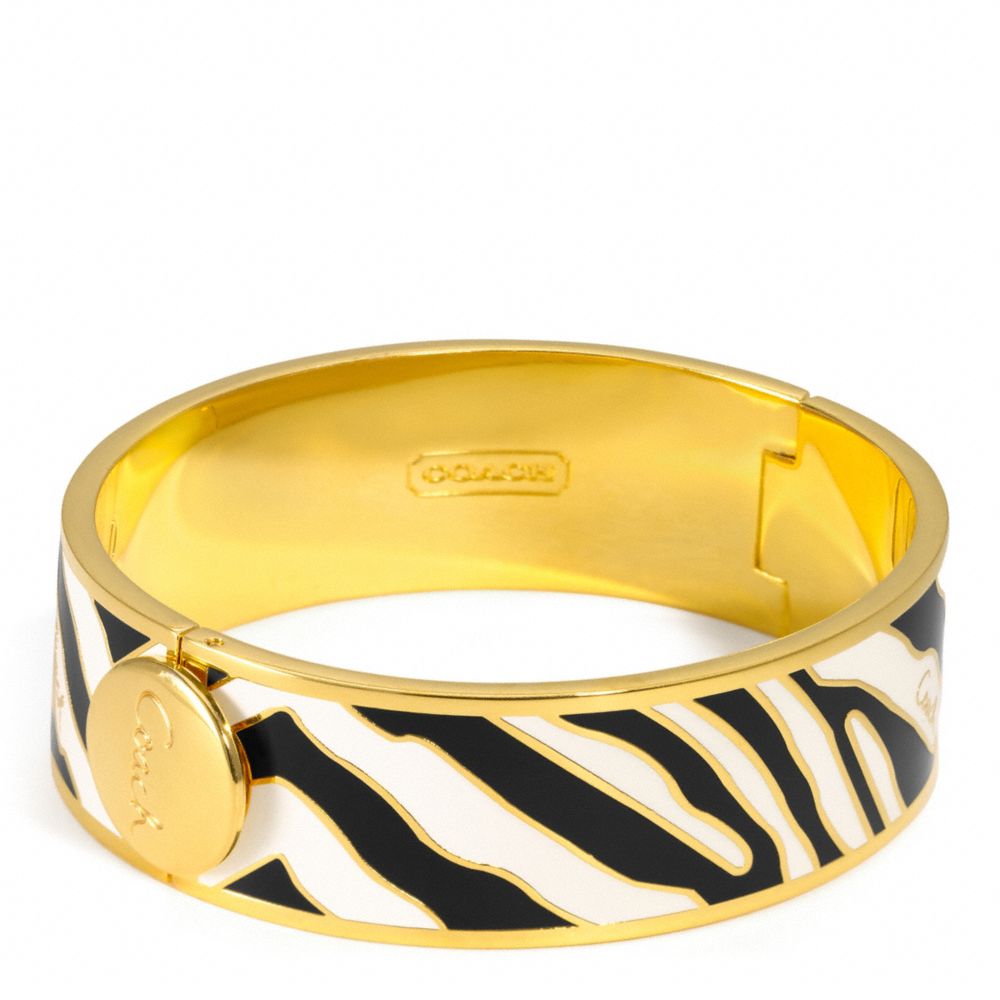 THREE QUARTER INCH HINGED ZEBRA BANGLE COACH F96176