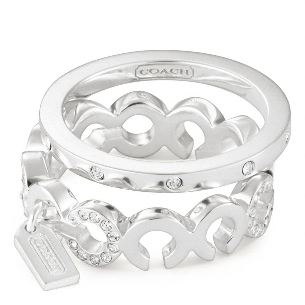 COACH F96177 Sterling Pave Op Art Stacking Rings 