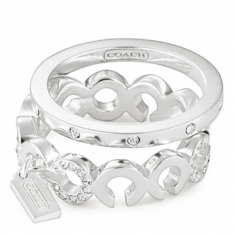 COACH f96177 STERLING PAVE OP ART STACKING RINGS 