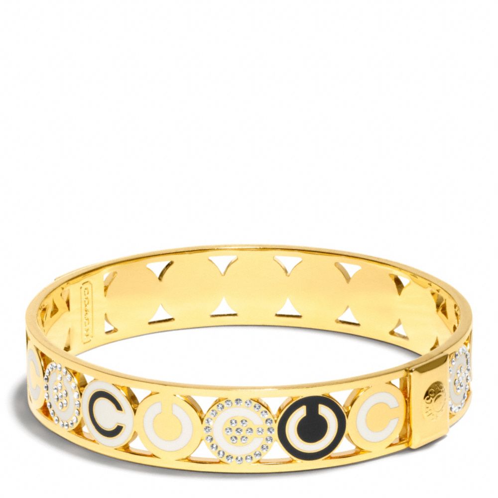 HALF INCH PIERCED OP ART DISC BANGLE - f96187 - F96187GDGD