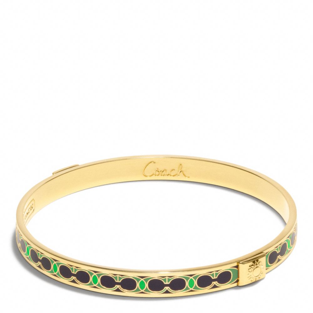 COACH F96188 Thin Hamptons Signature C Bangle GOLD/GREEN