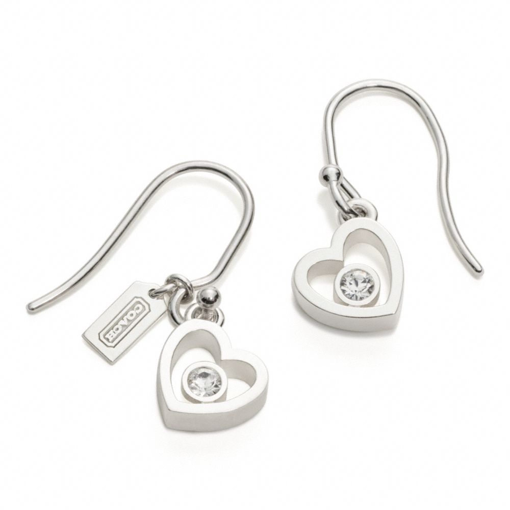 COACH F96198 - STERLING HEART CRYSTAL EARRINGS ONE-COLOR