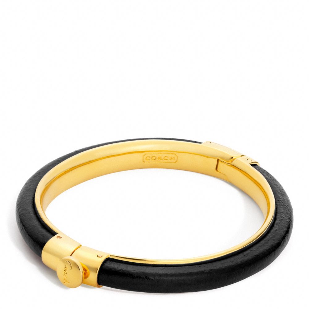 COACH f96251 LEATHER HINGED BANGLE GOLD/BLACK