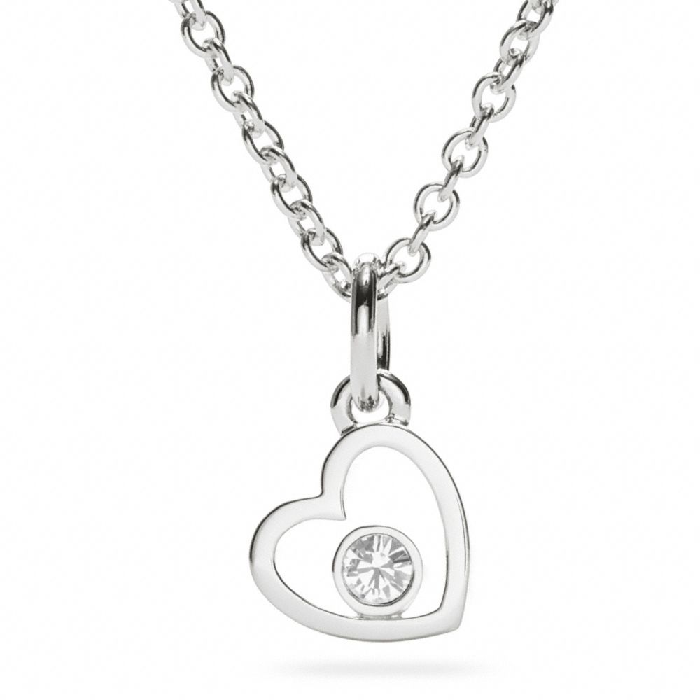 STERLING HEART CRYSTAL NECKLACE COACH F96286