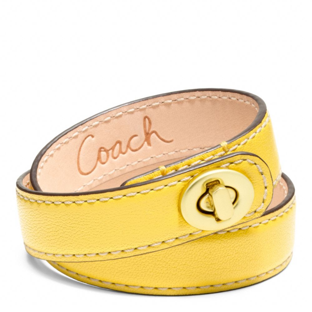 COACH LEATHER DOUBLE WRAP TURNLOCK BRACELET - BRASS/YELLOW - F96317