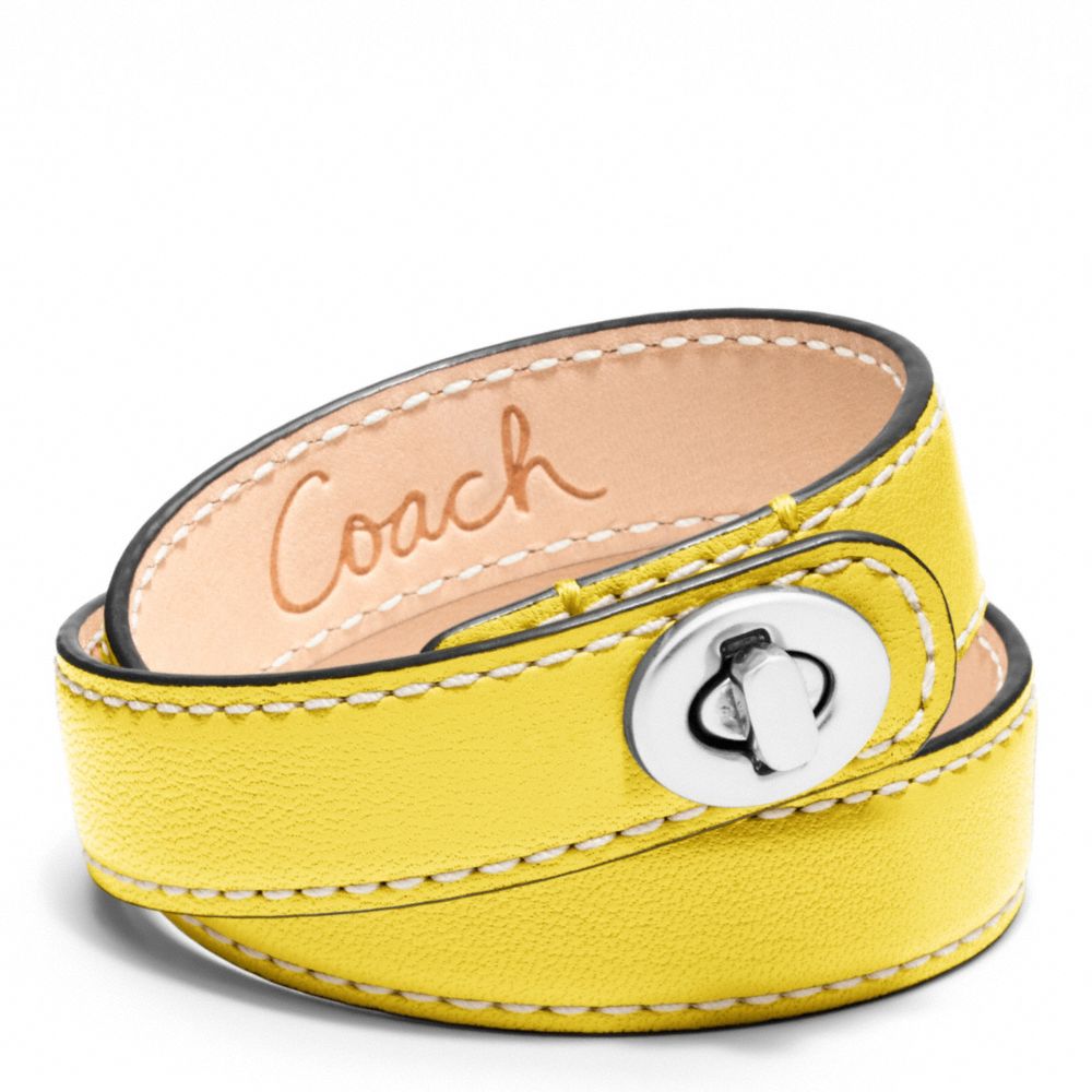 COACH F96317 Leather Double Wrap Turnlock Bracelet SILVER/LEMON