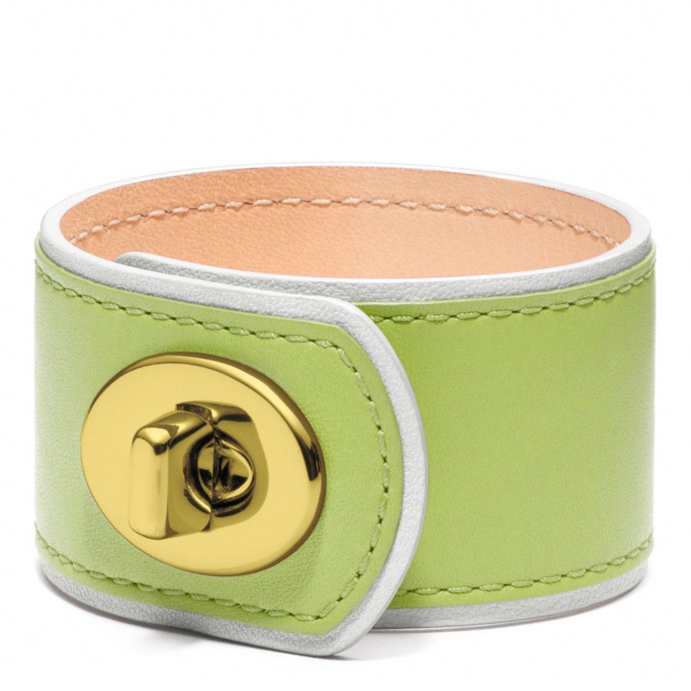 MEDIUM LEATHER TURNLOCK CUFF - f96319 - SILVER/CITRINE