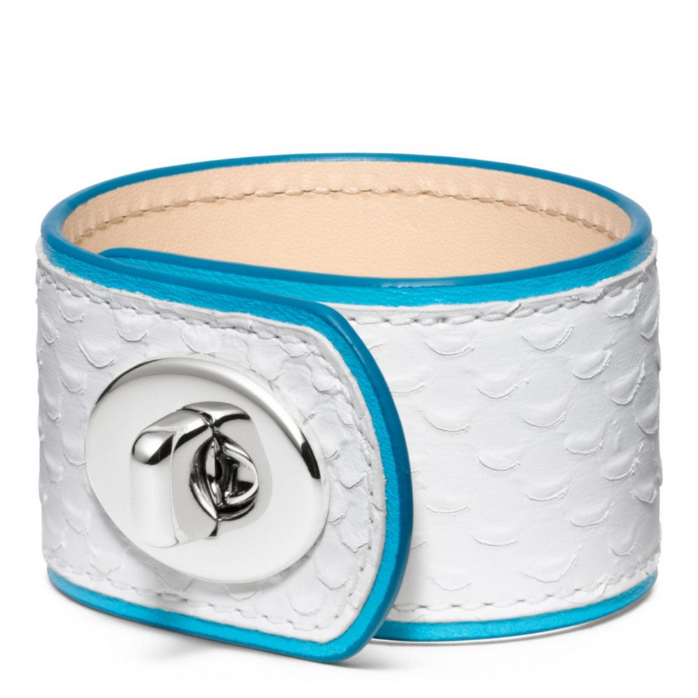 COACH F96319 Medium Leather Turnlock Cuff SILVER/WHITE