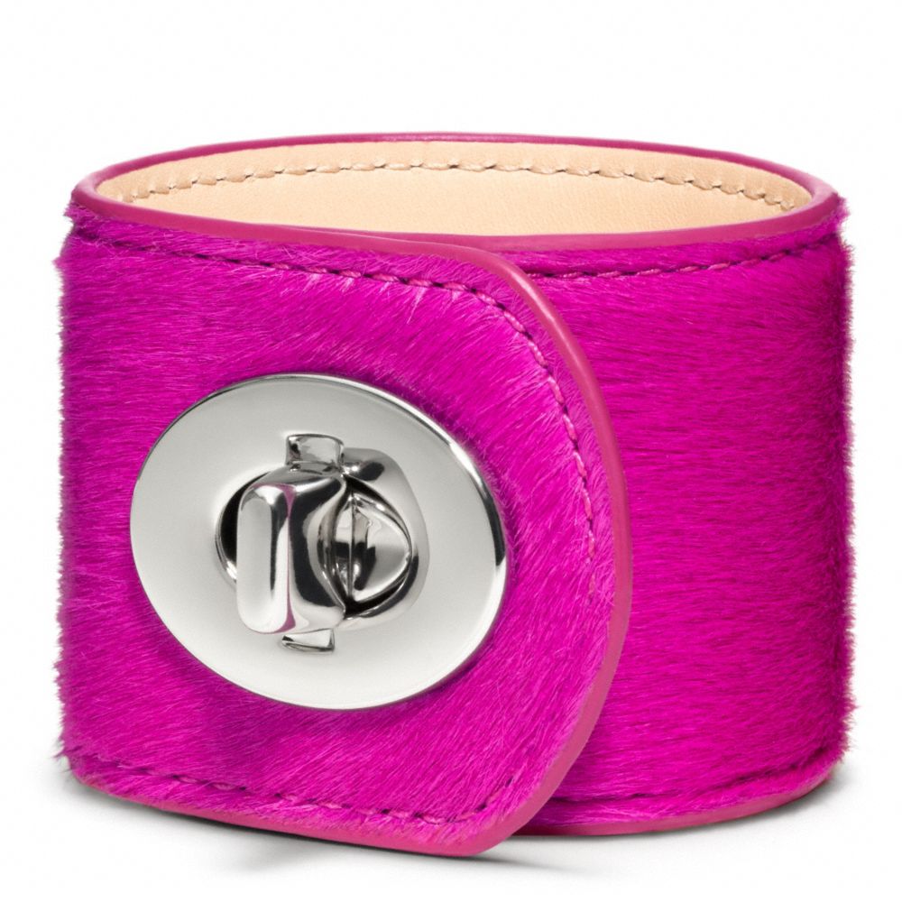 COACH F96320 LARGE HAIRCALF TURNLOCK CUFF SILVER/FUCHSIA