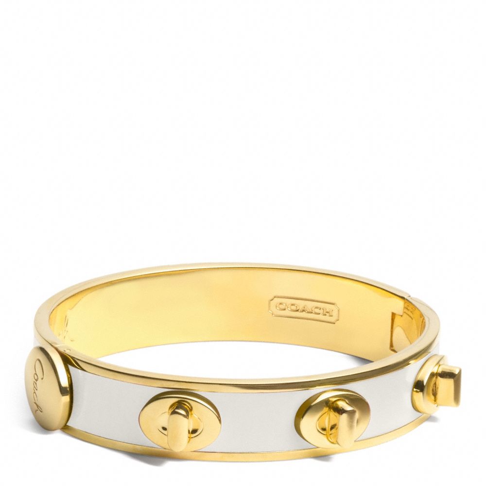 COACH HALF INCH TURNLOCK BANGLE - GOLD/WHITE - f96352