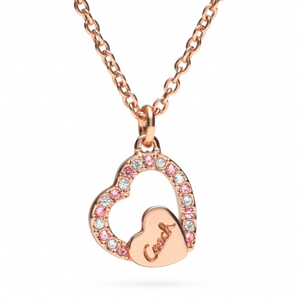 PAVE COACH SCRIPT HEART NECKLACE - f96374 - F96374RSPK