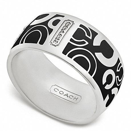 COACH PAVE OP ART RING - SILVER/BLACK - f96377