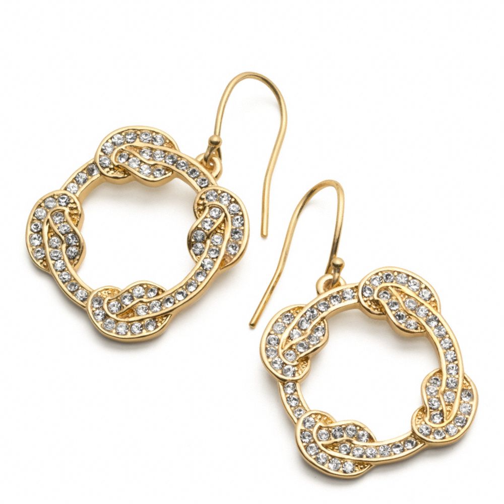 COACH f96385 PAVE CIRCLE KNOT EARRINGS GOLD/GOLD