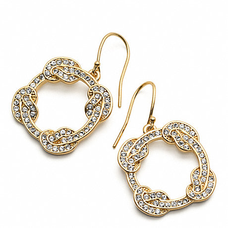 COACH F96385 PAVE CIRCLE KNOT EARRINGS GOLD/GOLD