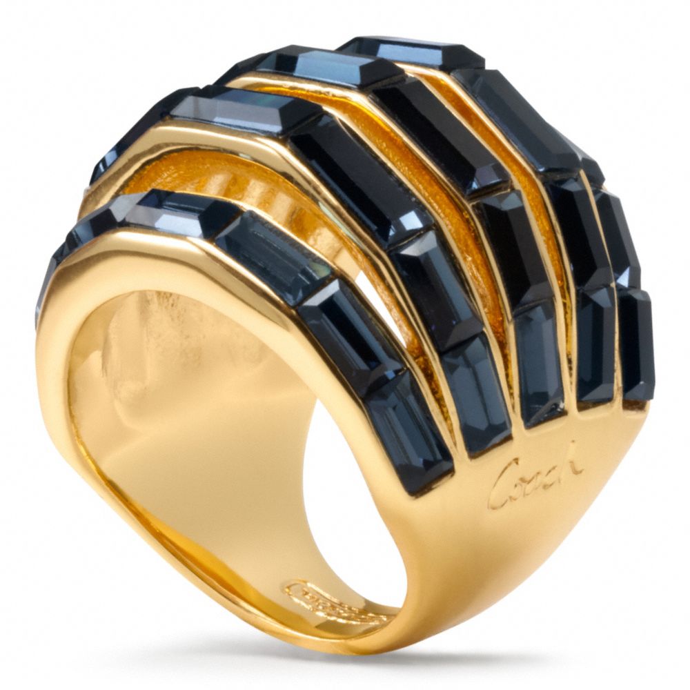 BAGUETTE PIERCED DOMED RING - f96389 - GOLD/BLUE