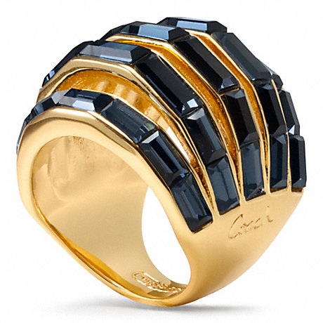 COACH BAGUETTE PIERCED DOMED RING - GOLD/BLUE - f96389